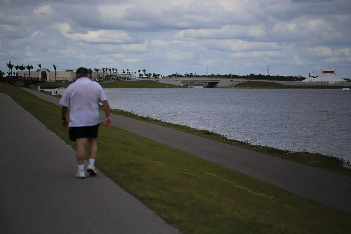 Open water and shoreline path at Nathan Benderson Park